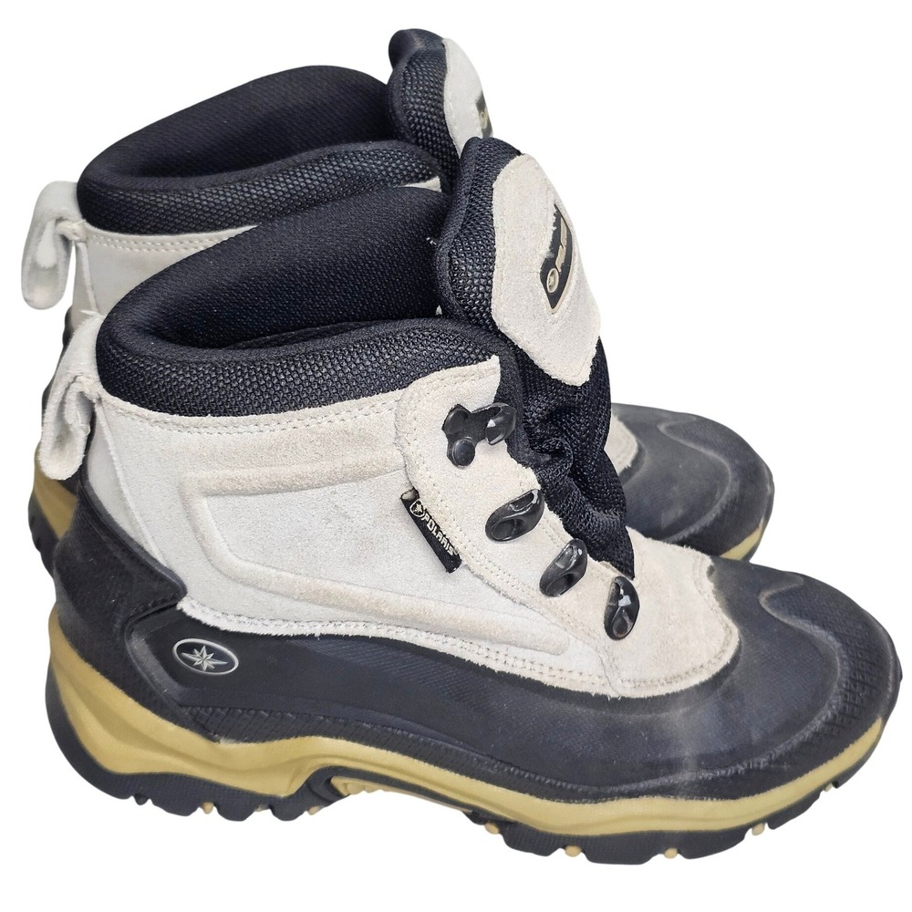 Polaris Womens 7 Gray Black Leather Thermolite Insulated Winter Snow Boots